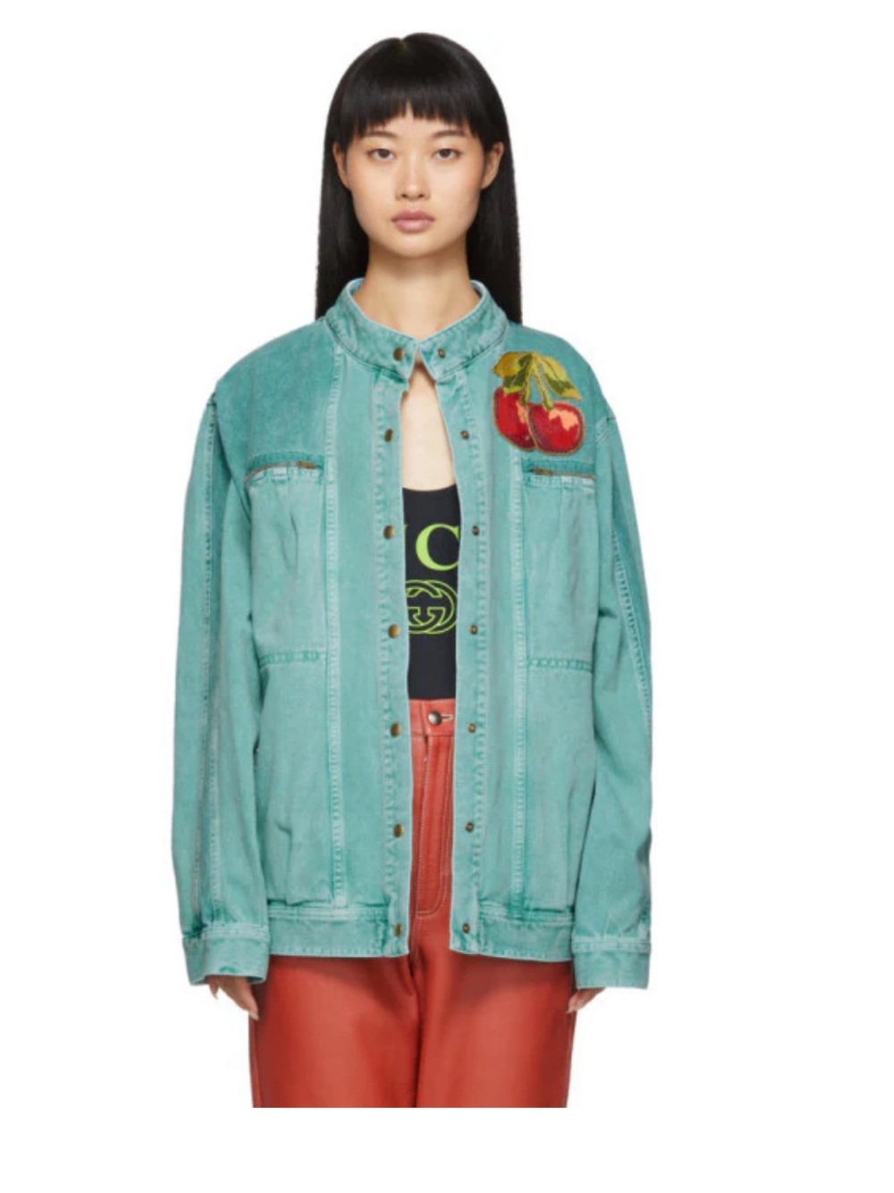 Gucci Turquoise Denim Jacket with Cherry Patch - Picture 15 of 16